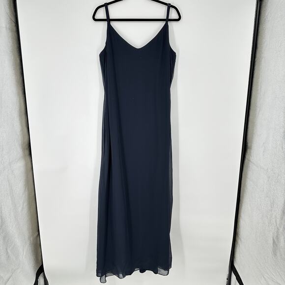 Mac Duggal Navy Blue Maxi Chiffon Sleeveless Plus Size Formal Gown Womens 14W - Picture 9 of 11